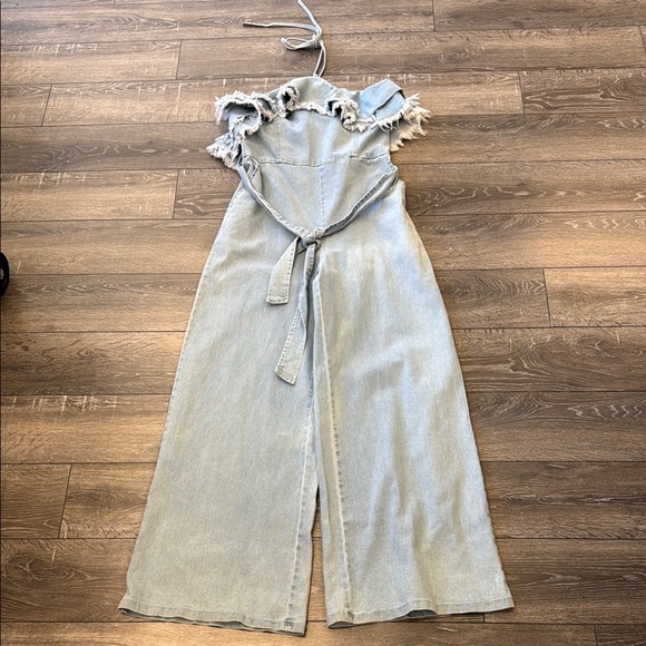 eb luxe Pants - Luxe Light Blue Denim Jumpsuit